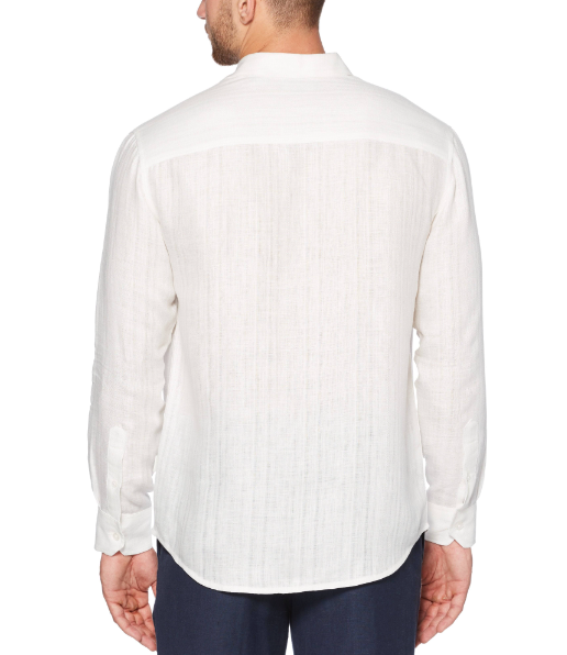 Camisa de linho sólida masculina Cubavera, branca, tamanho grande