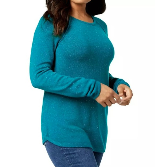 Túnica feminina Karen Scott Plus Size com bainha curva, verde, tamanho 1X