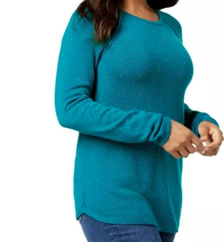 Túnica feminina Karen Scott Plus Size com bainha curva, verde, tamanho 1X