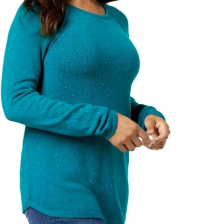 Túnica feminina Karen Scott Plus Size com bainha curva, verde, tamanho 1X