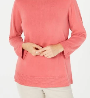 Karen Scott Suéter feminino de manga comprida com gola canoa, rosa, tamanho grande