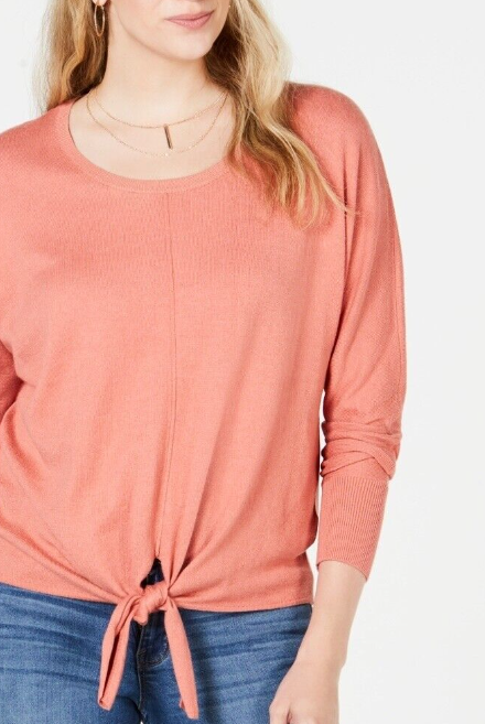 Suéter feminino com amarração frontal estilo &amp; co laranja tamanho extragrande