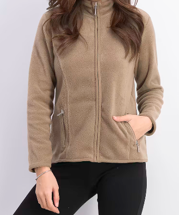Jaqueta Karen Scott Sport Feminina com Zíper Zeroproof Fleece Marrom Tamanho Grande
