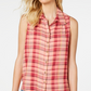 Blusa xadrez sem mangas feminina Style &amp; Co, rosa, tamanho grande