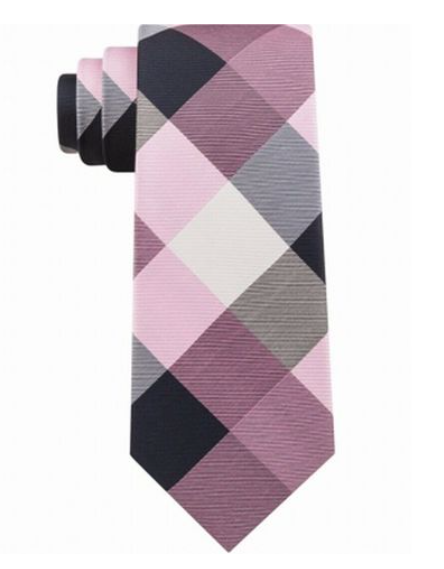Gravata de seda xadrez Tommy Hilfiger masculina, rosa, tamanho único
