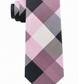 Gravata de seda xadrez Tommy Hilfiger masculina, rosa, tamanho único