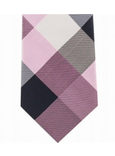 Gravata de seda xadrez Tommy Hilfiger masculina, rosa, tamanho único