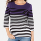 Blusa listrada com blocos de cores Karen Scott feminina, roxa, tamanho pequeno, médio