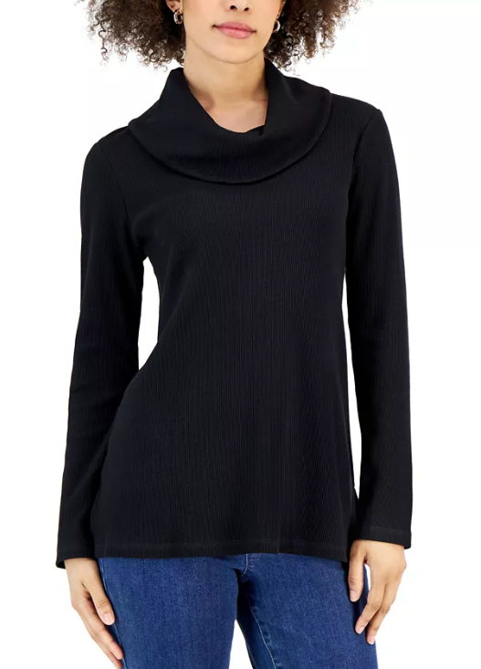 Karen Scott Top esportivo feminino com decote careca, preto, tamanho extragrande