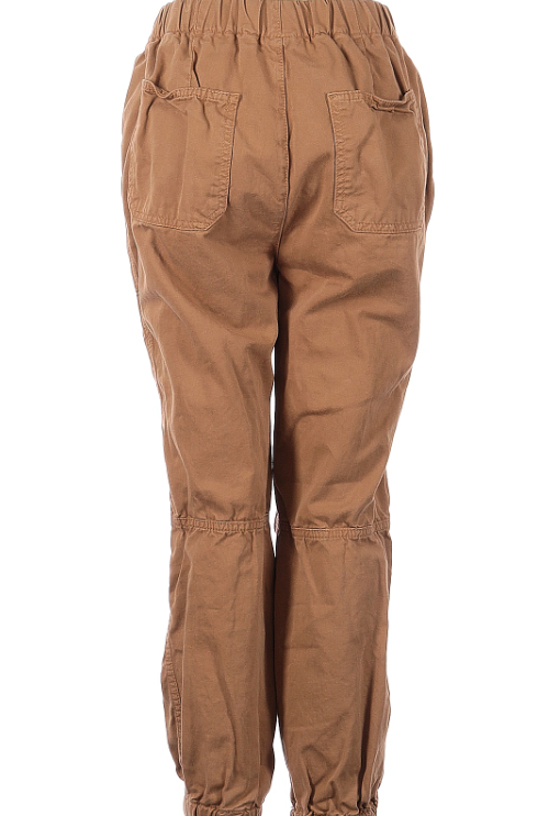 Calça feminina cropped cintura alta marrom tamanho pequeno