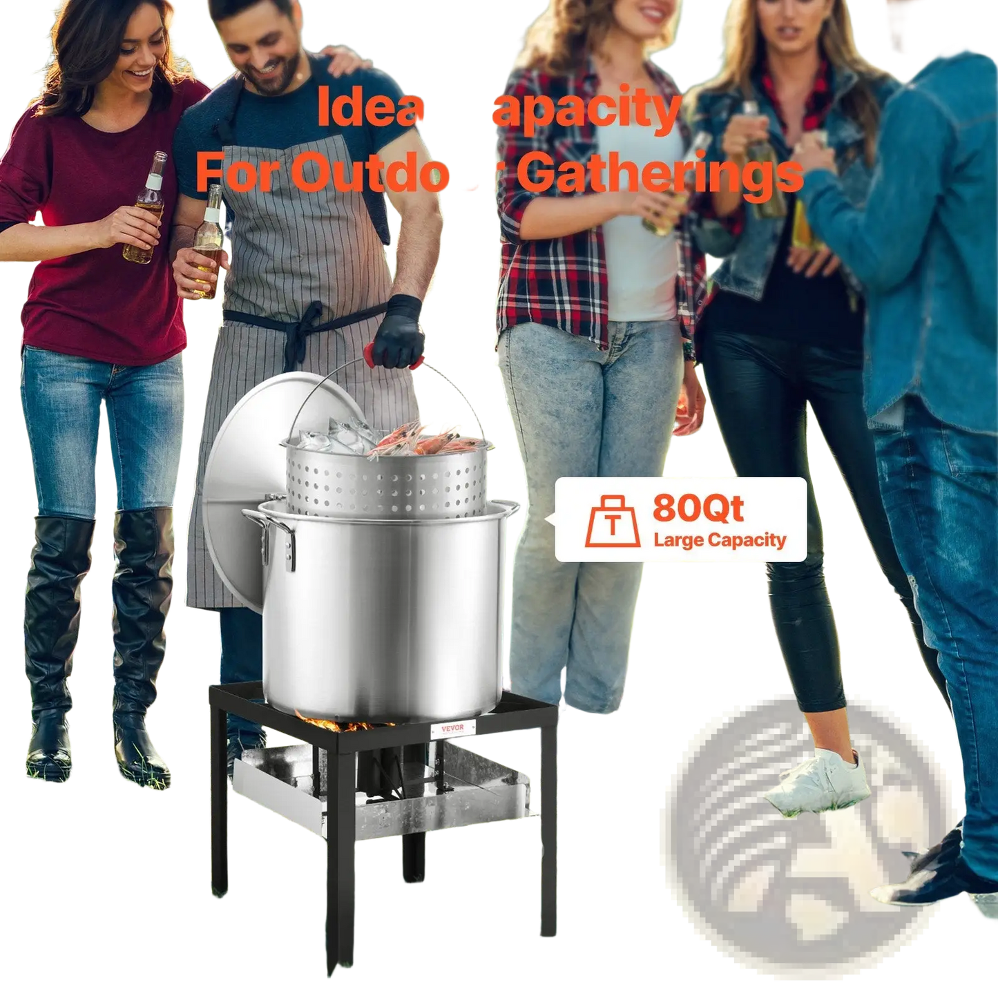 Seafood Boiling Kit 80 Qt Outdoor Crawfish Pot Basket