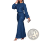 Sequin Lantern Sleeve Mermaid Two Piece Set