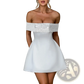 Sequined Off-the-shoulder White Bodycon Mini Dress
