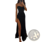 Sequined v Neck High Slit Evening Gown