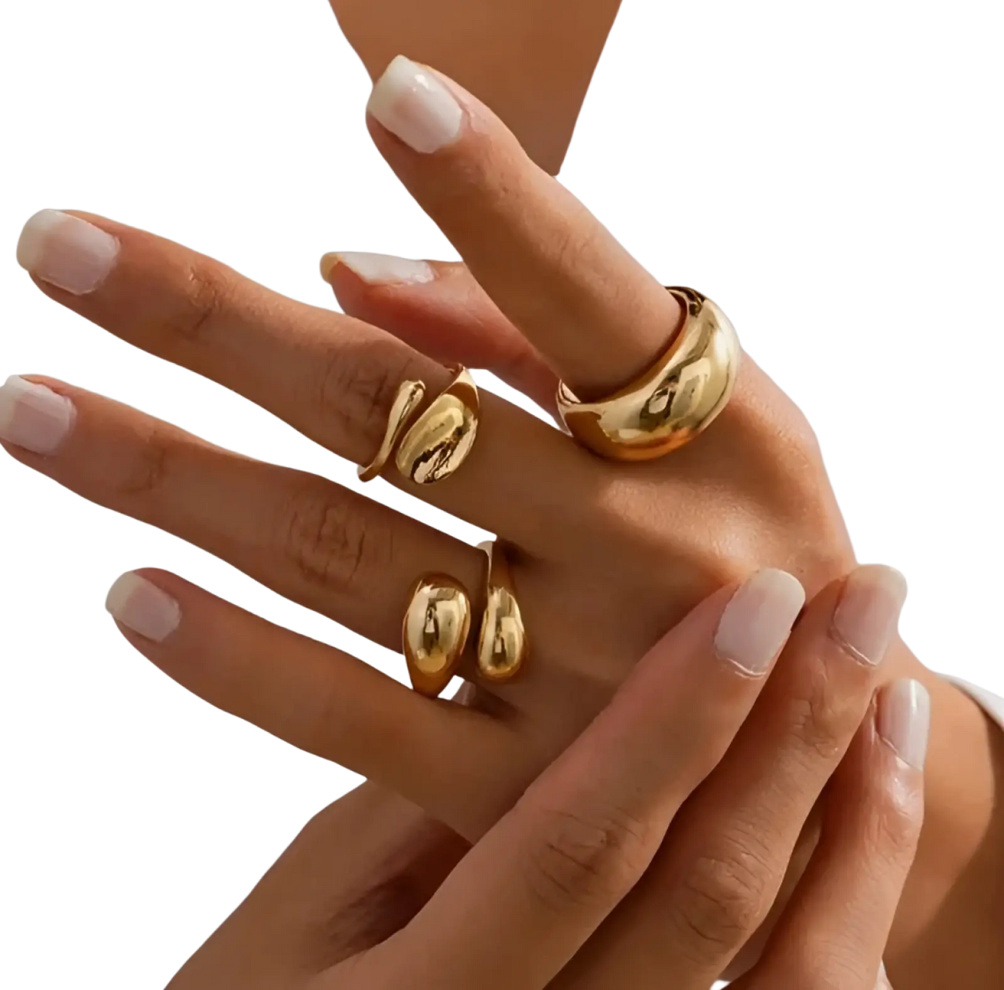 Set of 4 Elegant Adjustable Golden Geometric Rings