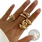 Set of 4 Elegant Adjustable Golden Geometric Rings