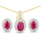 1.94 Carat Genuine Johnson Ruby and White Topaz .925 Sterling Silver Jewelry Set