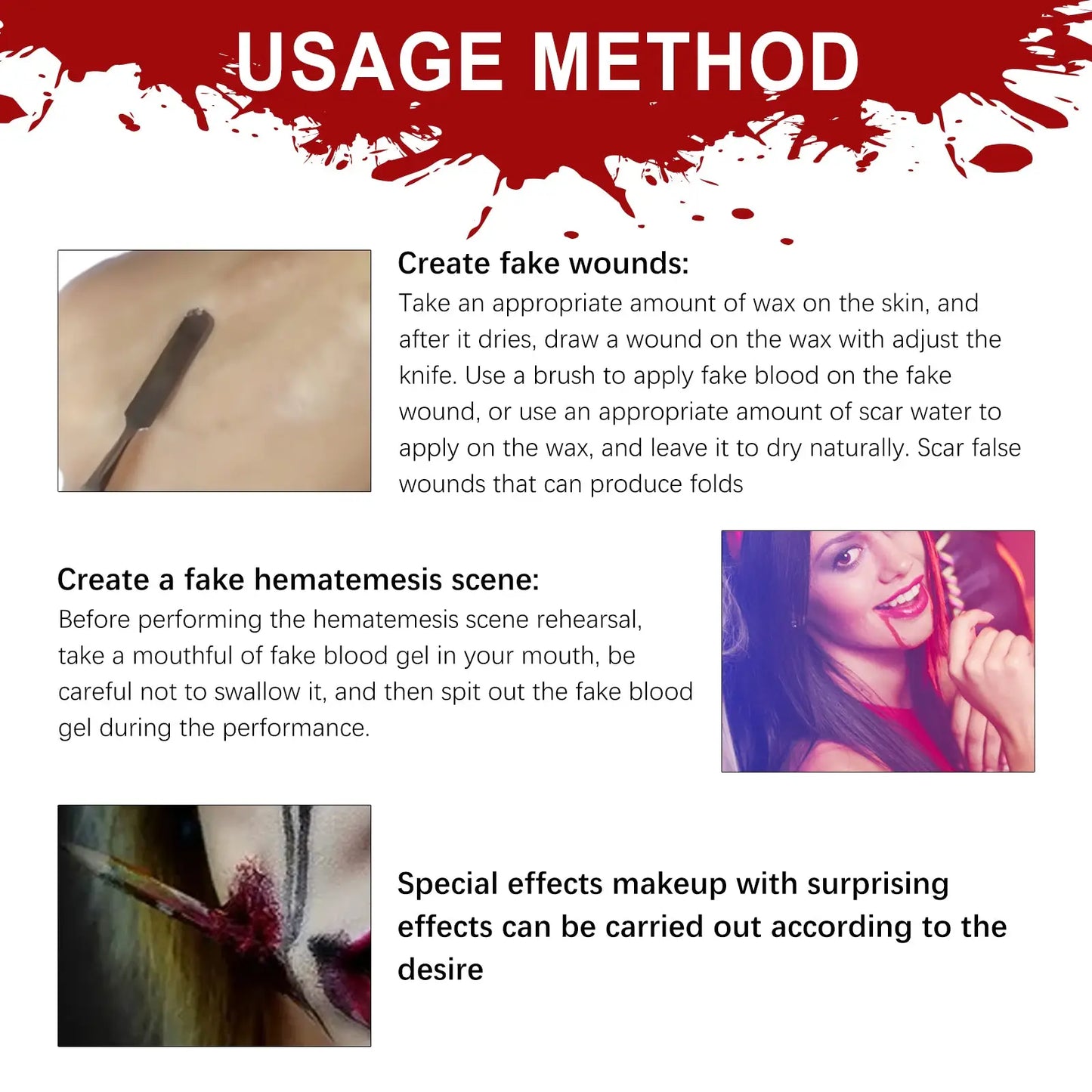 Sfx Halloween Makeup Kit with Scar Wax and Fake Blood
