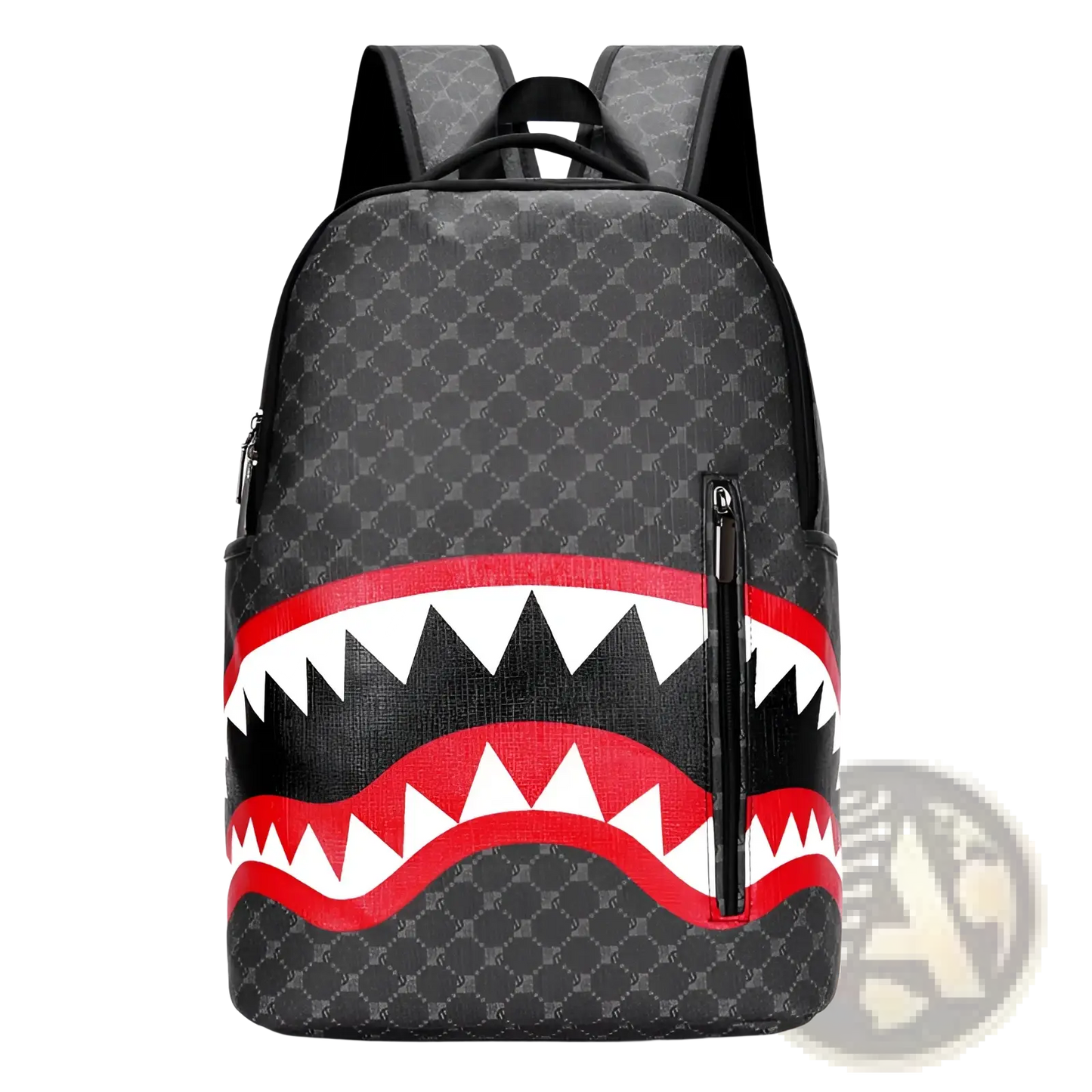 Shark Backpack Large Capacity Geometric Business Pu Bag