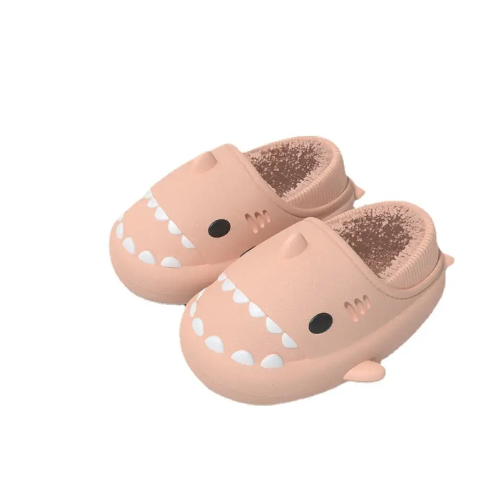 Plush Shark Winter House Slippers with Soft Rubber Soles
