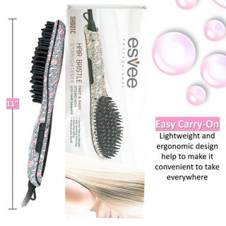 Esvee Professional Hair Bristle Straightener - Ceramic Heating Hair Straightener Brush with Anti-Frizz Technology, Auto-Off and 30s Heat-Up