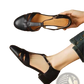 Sheepskin Leather T-strap Low Block Heel Sandals