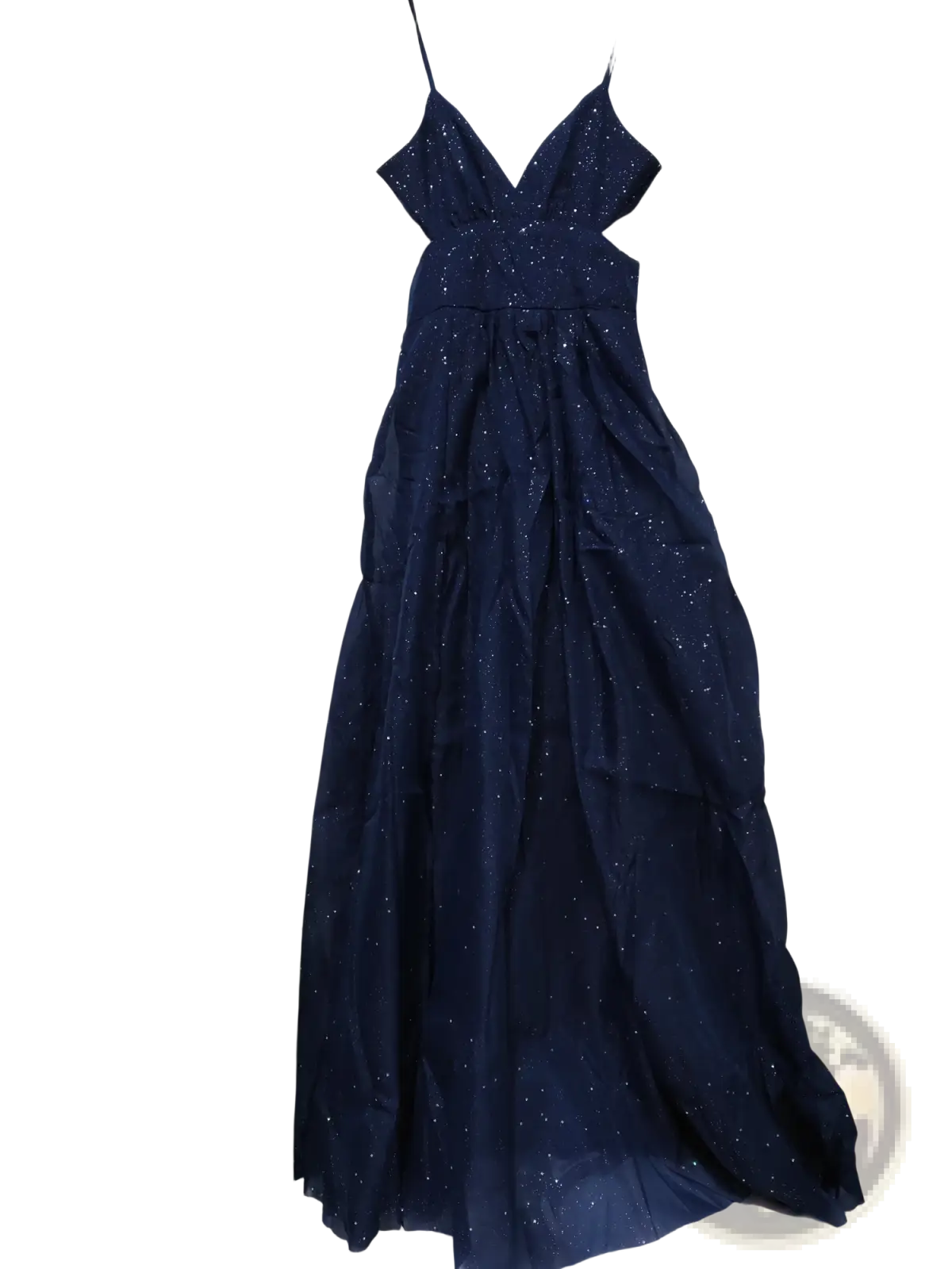Shimmering v Neck High Slit Maxi Evening Gown
