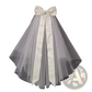 Short Bridal Veil with Satin Bow and Silver Hair Comb