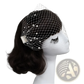 Short Pearl Beaded Mesh Bridal Veil with Gold Hair Comb