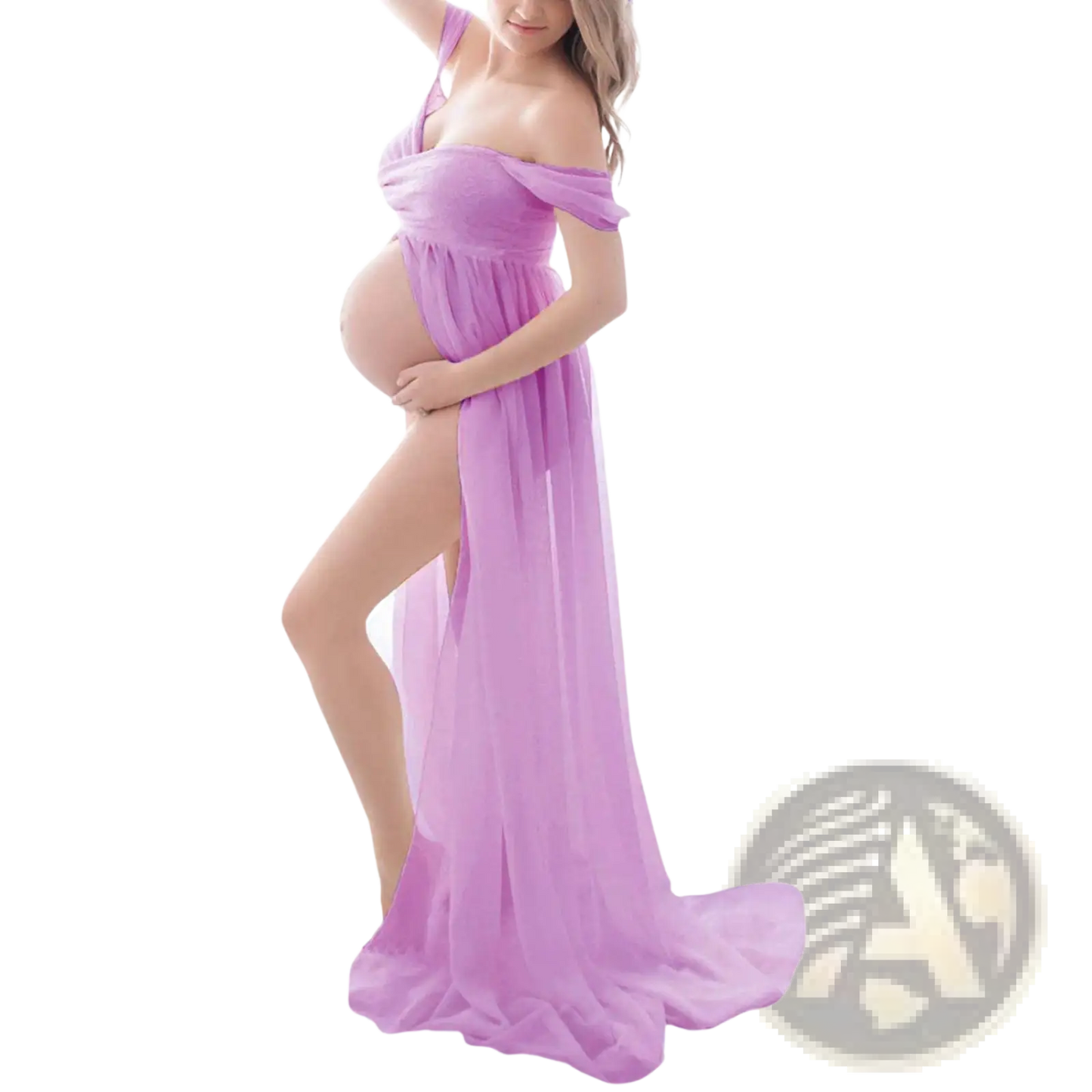 Off the Shoulder Chiffon Maternity Gown for Photoshoots