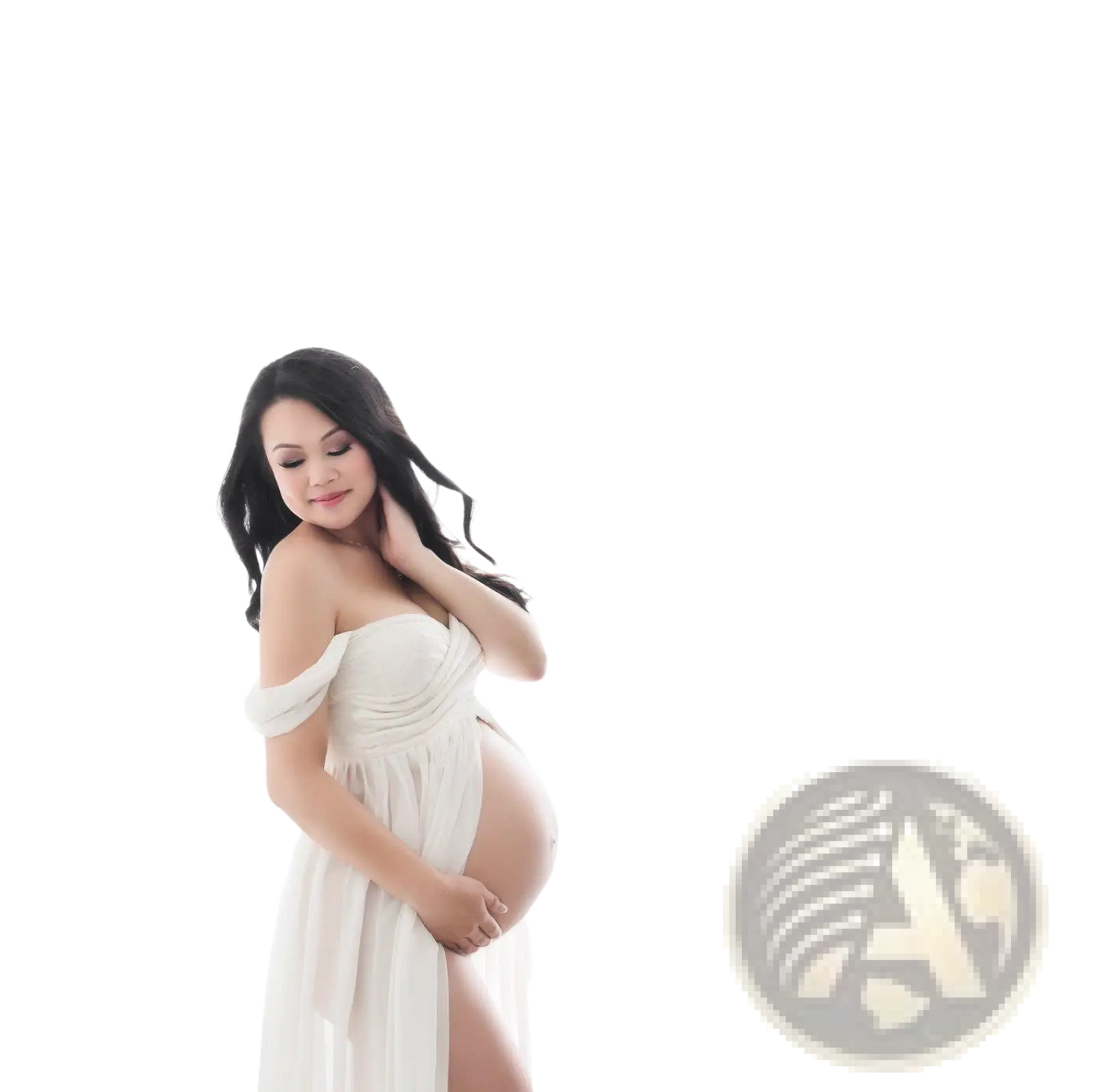 Off the Shoulder Chiffon Maternity Gown for Photoshoots