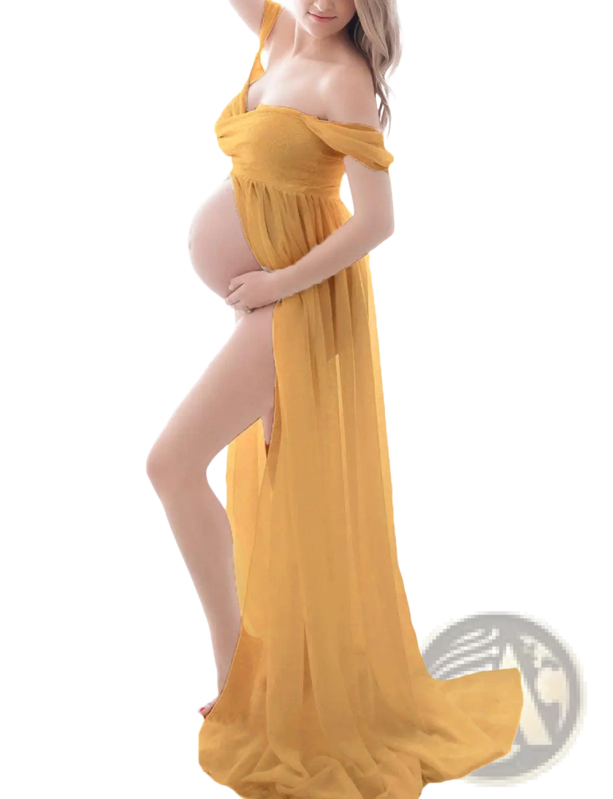Off the Shoulder Chiffon Maternity Gown for Photoshoots