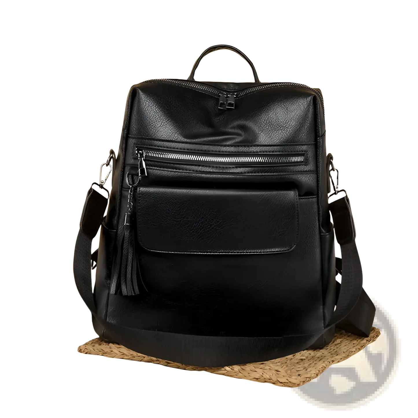 One Shoulder Cream Faux Leather Backpack 35cm