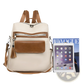 One Shoulder Cream Faux Leather Backpack 35cm