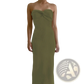 Off Shoulder Knotted Ribbed Knit Midi Dress