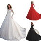 Off Shoulder Lace Long Sleeve Bridal Wedding Gown