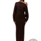Off Shoulder Long Sleeve Knitted Bodycon Maxi Dress