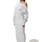 Off Shoulder Long Sleeve Knitted Bodycon Maxi Dress