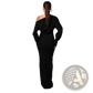 Off Shoulder Long Sleeve Knitted Bodycon Maxi Dress