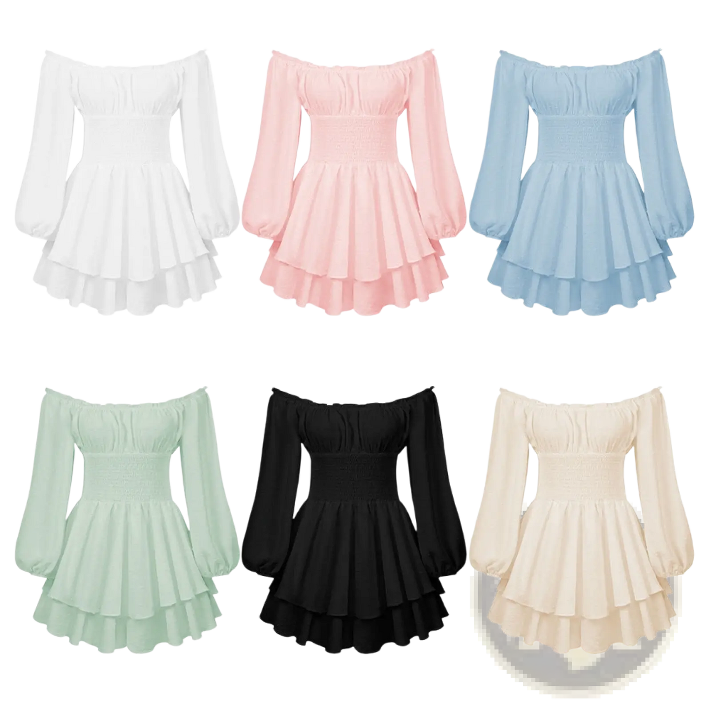 Off Shoulder Long Sleeve Ruffled Tiered Mini Dress
