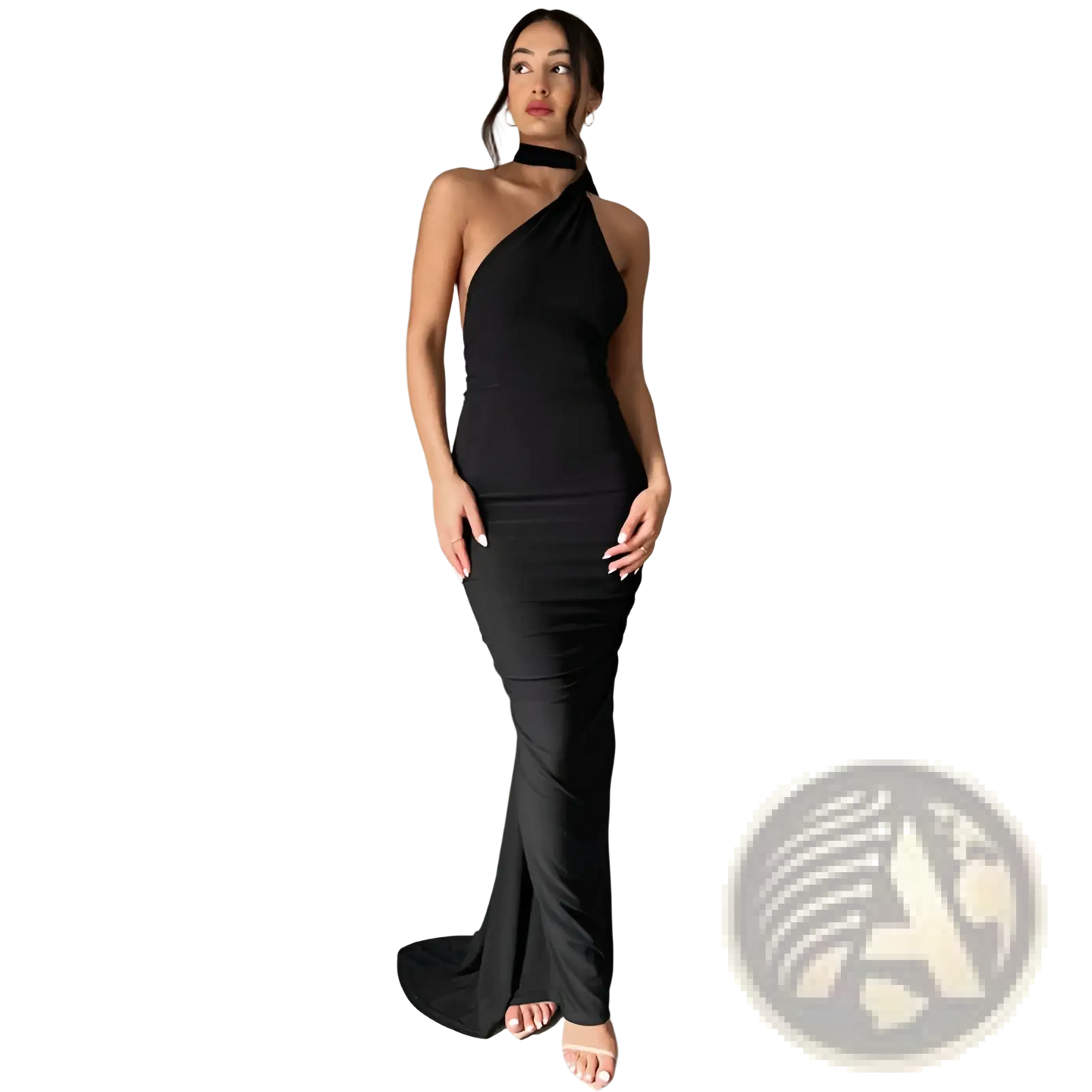 One Shoulder Mermaid Backless Train Dress