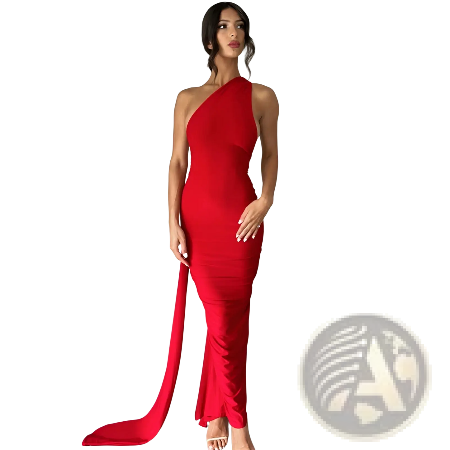 One Shoulder Mermaid Backless Train Dress