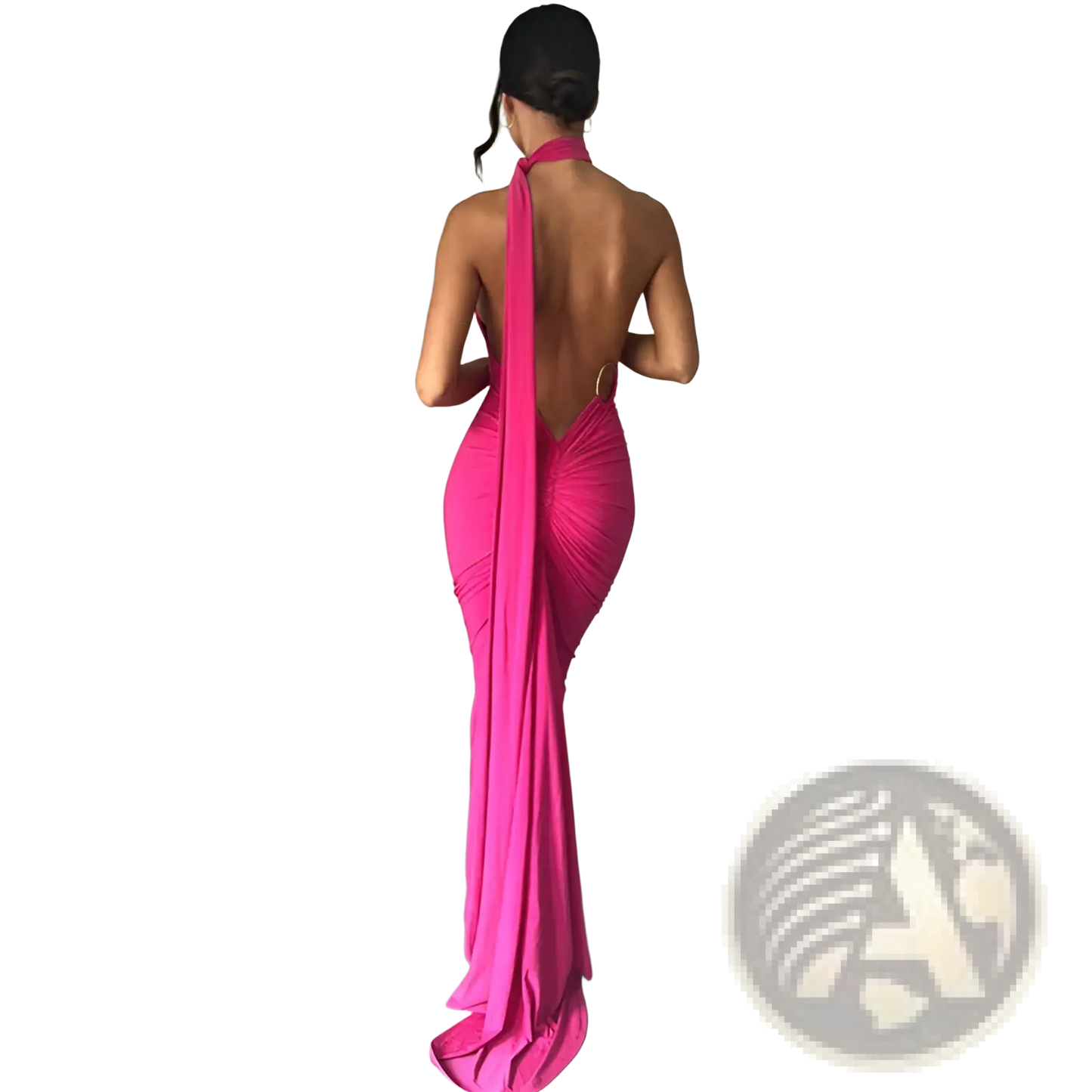 One Shoulder Mermaid Backless Train Dress