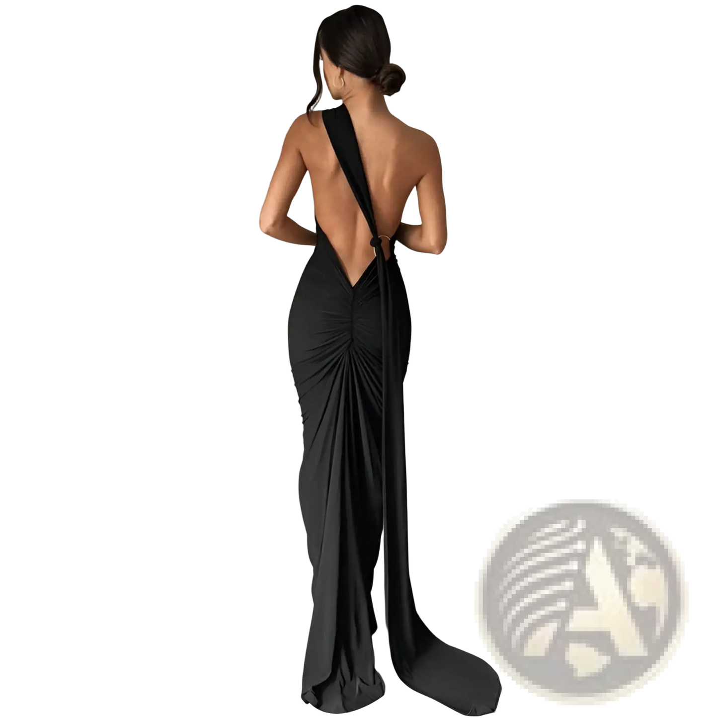 One Shoulder Mermaid Backless Train Dress
