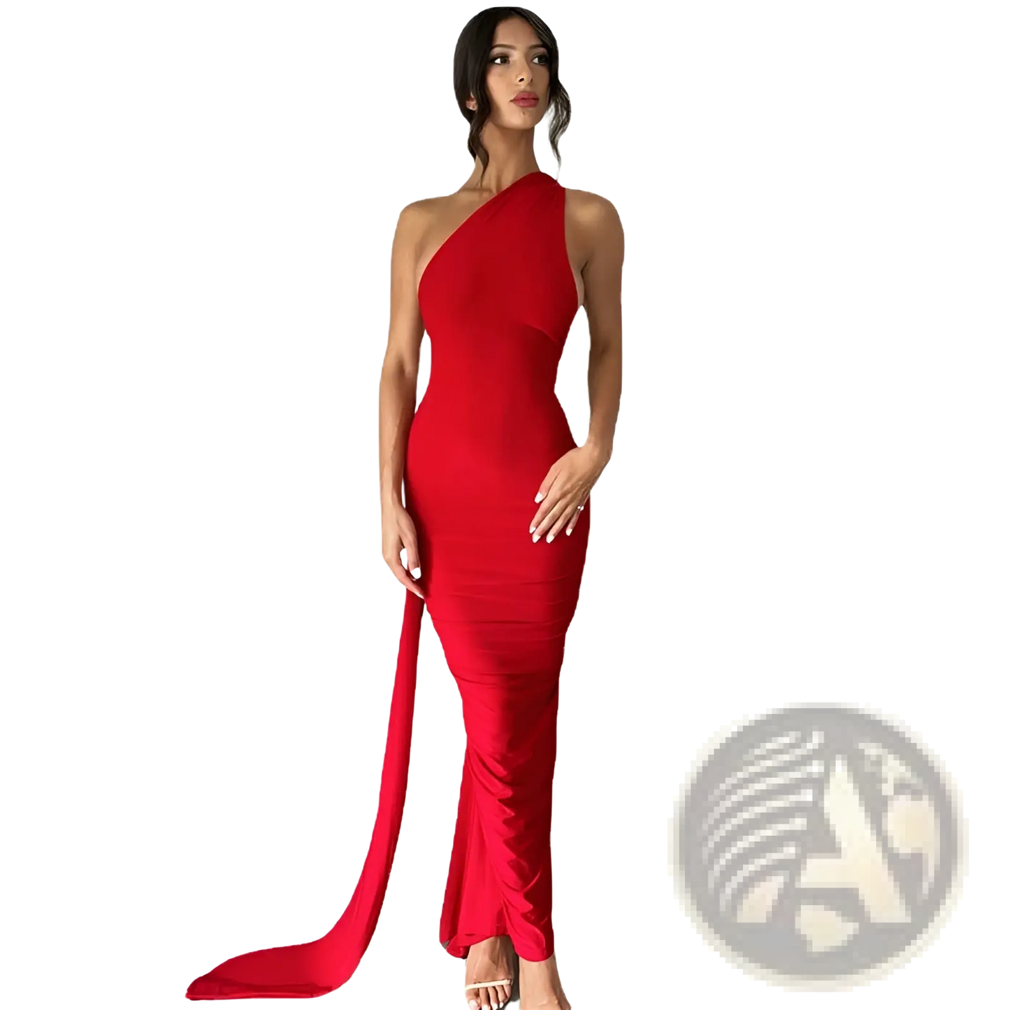 One Shoulder Mermaid Backless Train Dress