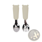 Silicone Baby Spoon and Fork Stainless Steel Cutlery Set