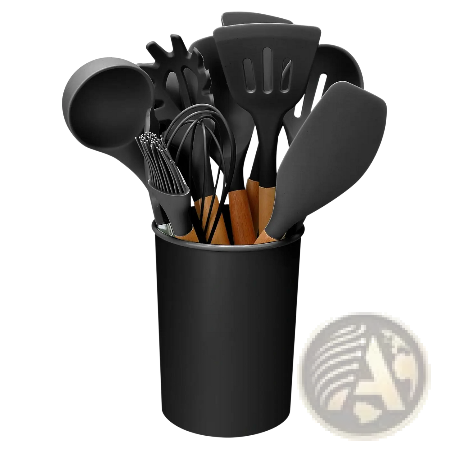 Silicone Cooking Utensil Set 11pc with Wood Handles