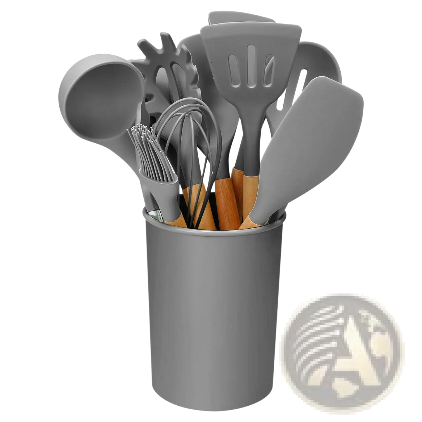 Silicone Cooking Utensil Set 11pc with Wood Handles