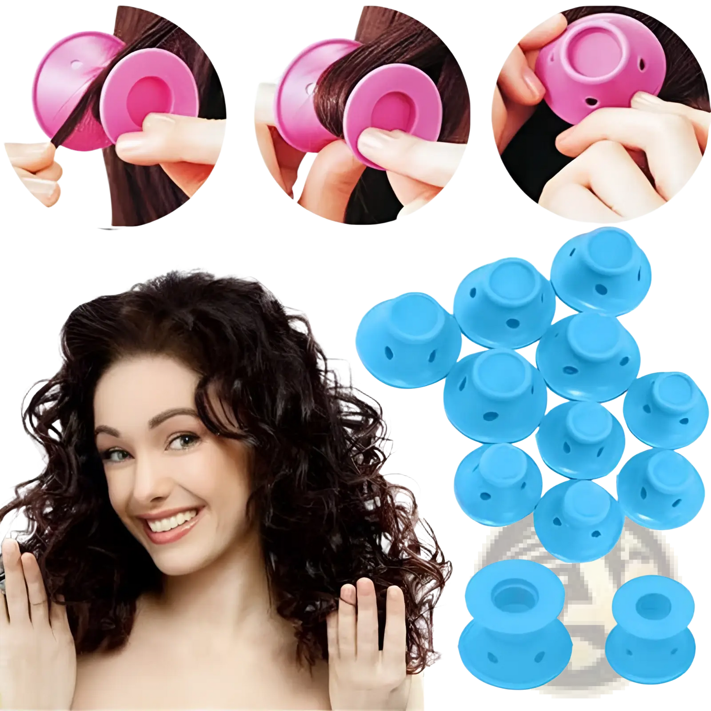 Silicone Hair Curlers no Heat Soft Rubber Rollers 10pc
