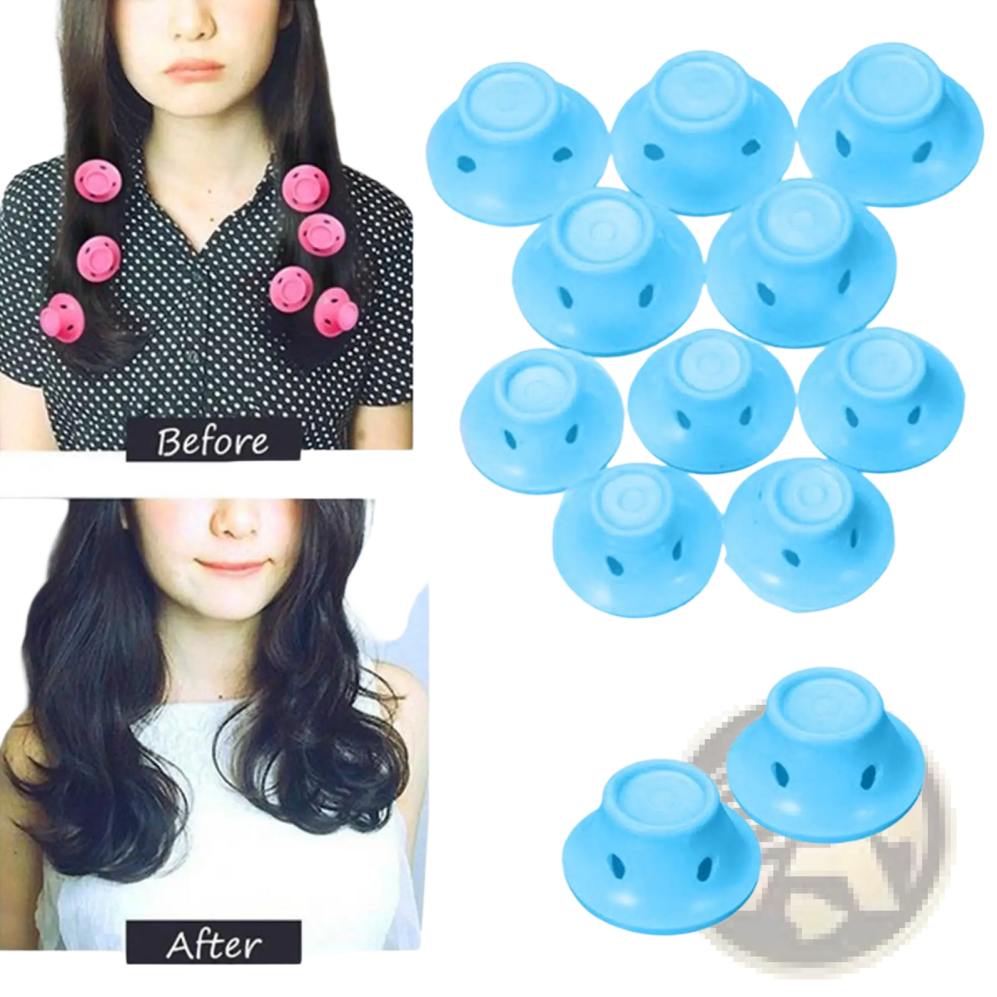 Silicone Hair Curlers no Heat Soft Rubber Rollers 10pc